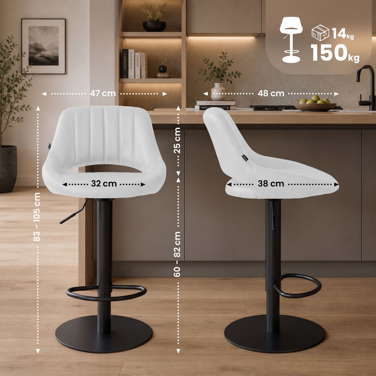 CLP 2er Set Barhocker HD Milet B Kunstleder – Produktabbildung 2