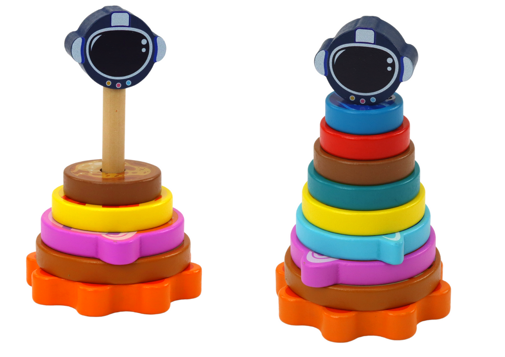 LEAN Toys Pyramidensortierer Holzpyramidenpuzzle Planeten Weltraum 10 Teile – Produktabbildung 2
