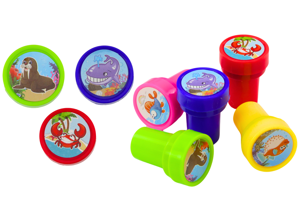LEAN TOYS Dekorative Stempel, 12 Wassertiermuster, 6 Farben – Produktabbildung 2