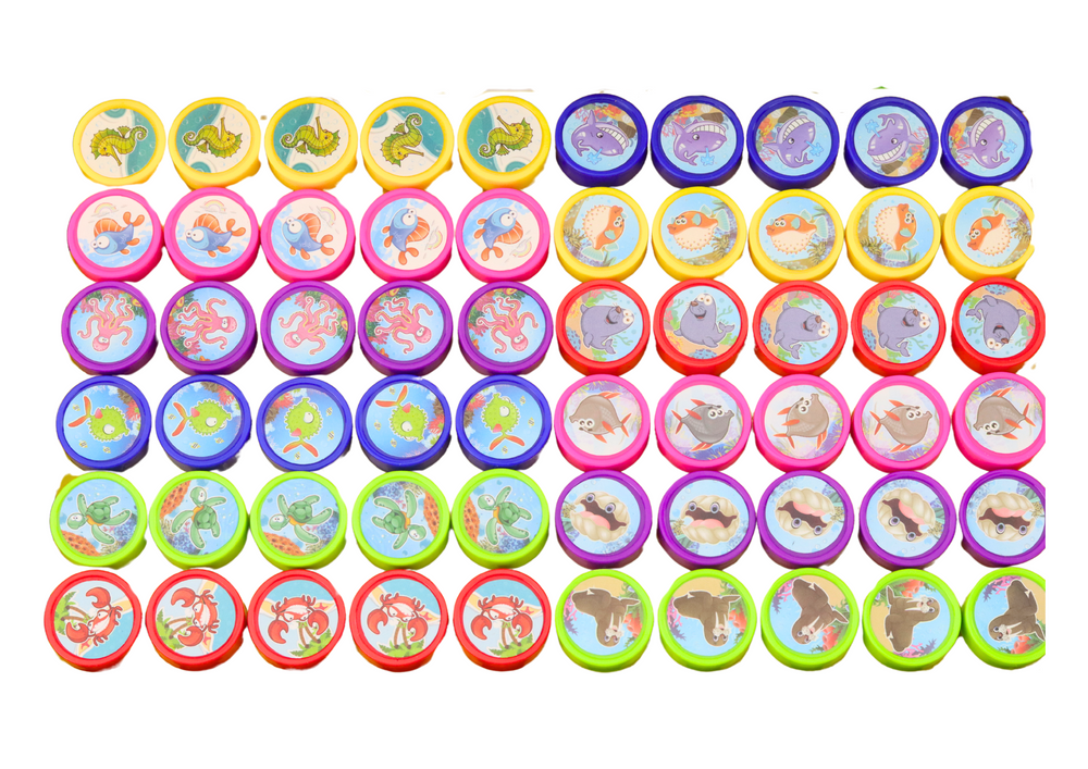 LEAN TOYS Dekorative Stempel, 12 Wassertiermuster, 6 Farben – Produktabbildung 3