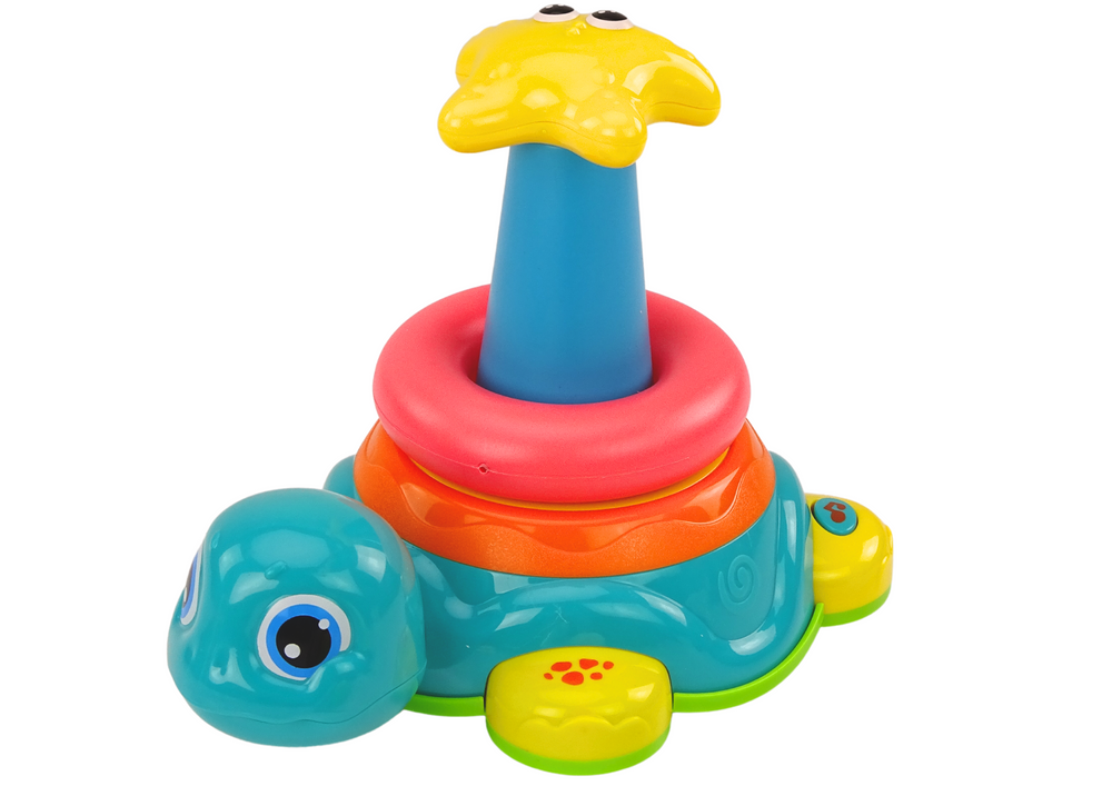 LEAN Toys Pyramid Riding Turtle 2in1 Puzzle Räder Lichter Geräusche – Produktabbildung 2