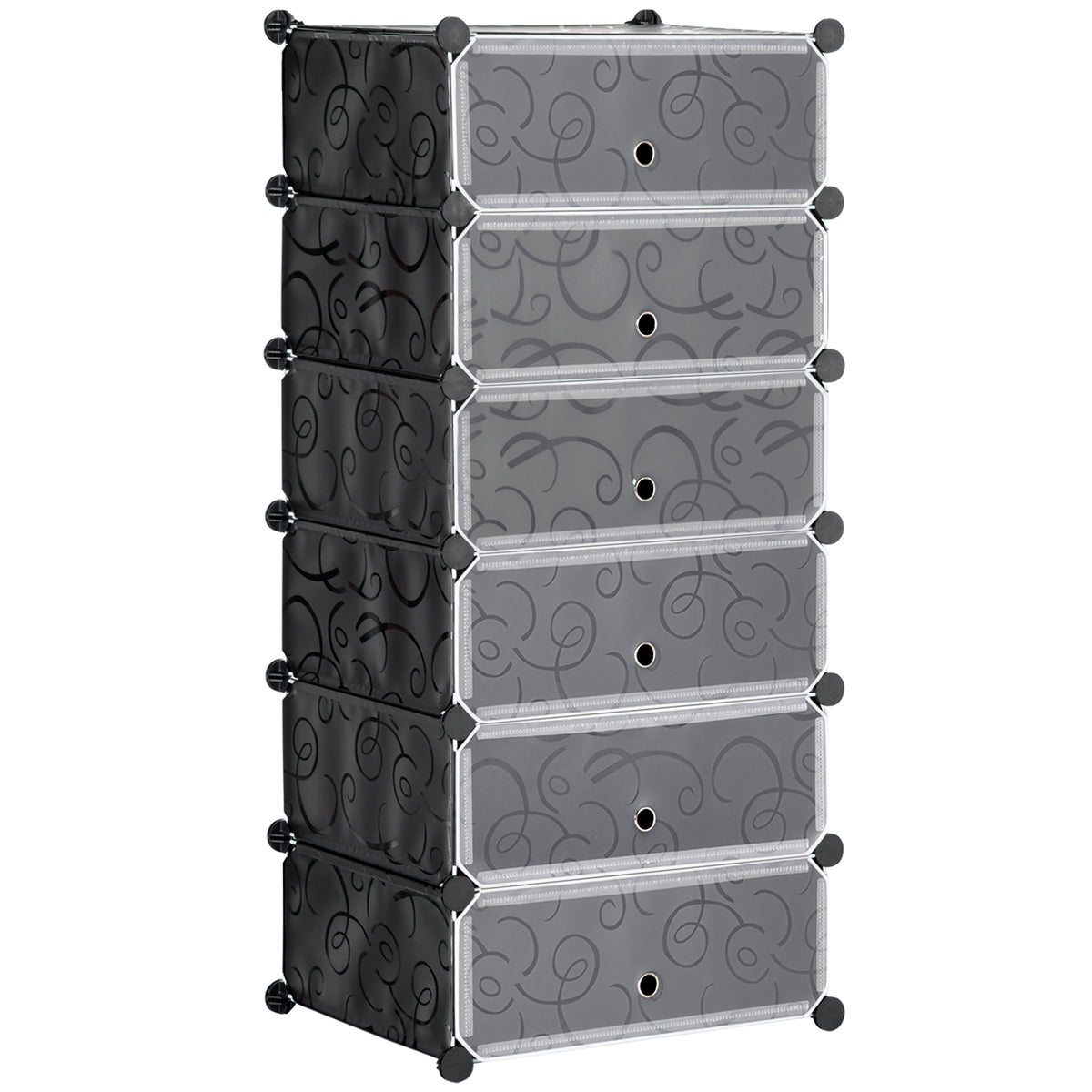HOMCOM Modulares Regalsystem für 6 Paar Schuhe, 49 cm x 36,5 cm x 108 cm, Schwarz