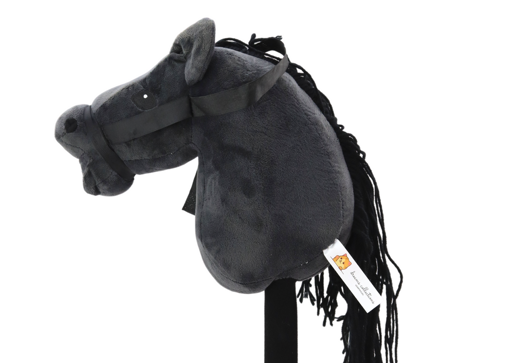 LEAN Toys Plüsch-Pferdekopf auf einem Stock, Hobbypferd, langhaariges Pferd, schwarz Geräusche – Produktabbildung 2