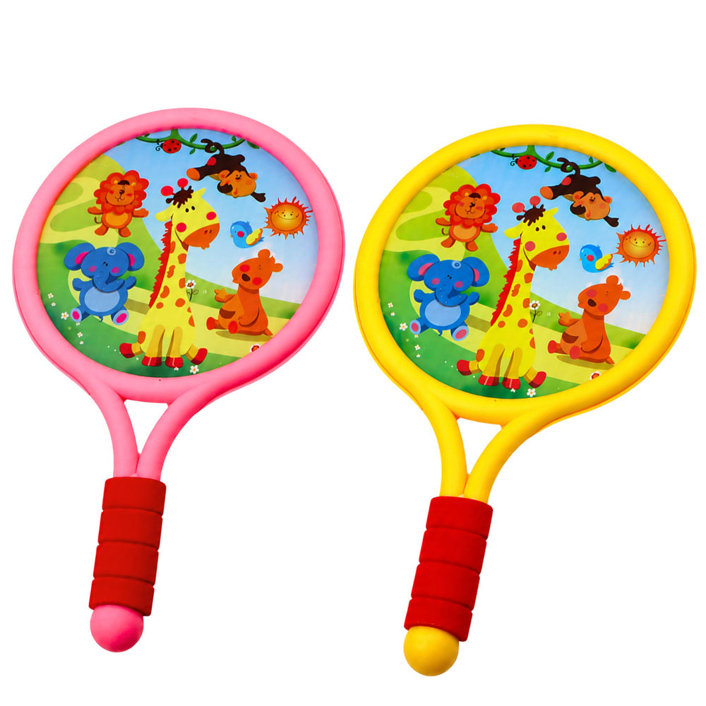 LEAN Toys Kinder-Badmintonschläger Tiere Gelb Rosa – Produktabbildung 2