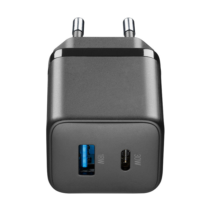 Cellularline Multipower Micro GaN - USB-C & USB-A Power Delivery 30W mains charger (black) – Produktabbildung 2
