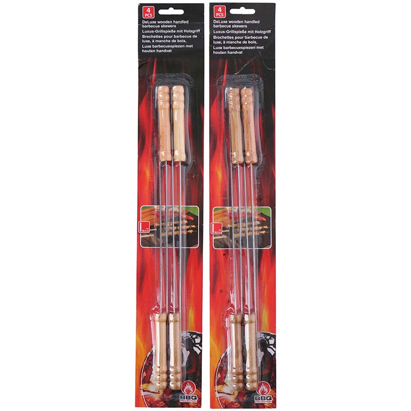 BBQ - špízy für špízy s dřevěnou Griff, dlouhé 38 cm (4 Stück)