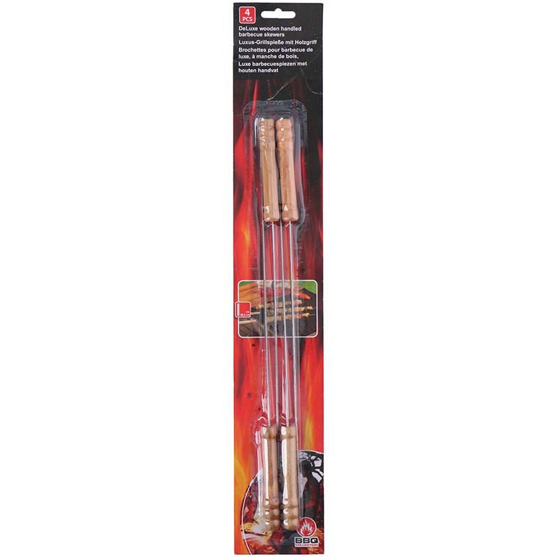 BBQ - špízy für špízy s dřevěnou Griff, dlouhé 38 cm (4 Stück) – Produktabbildung 2