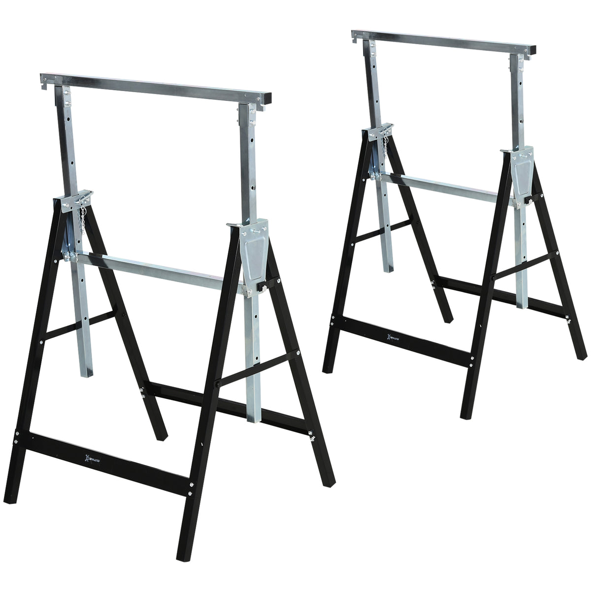 Sägebock, Arbeitsbock, Hohenverstellbar, Faltbar, Metall, Schwarz, 68 x 56 x 80-130 cm, Belastbarkeit 200kg