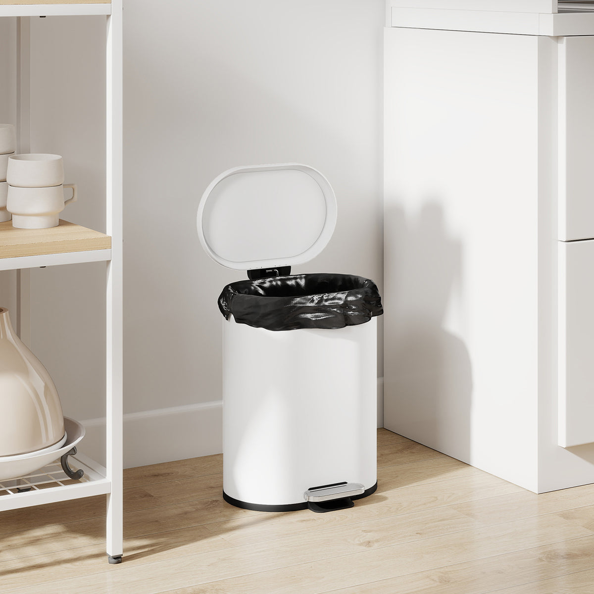 HOMCOM Mülleimer 12L Treteimer Abfalleimer mit Deckel, Fußpedal, Inneneimer, Soft-Close-Funktion, 30 x – Produktabbildung 2