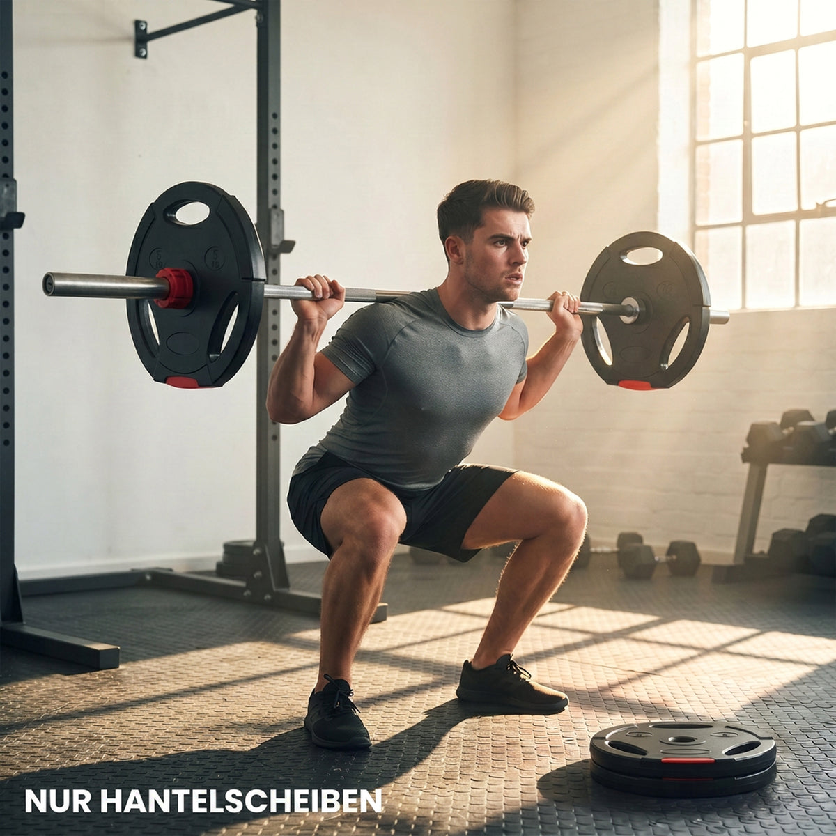 4er Gewichtsplatten-Set für Training, Fitnessstudio, Heimtraining, Stärke-Training, 2 x 5 kg und 2 x 2,5 – Produktabbildung 2