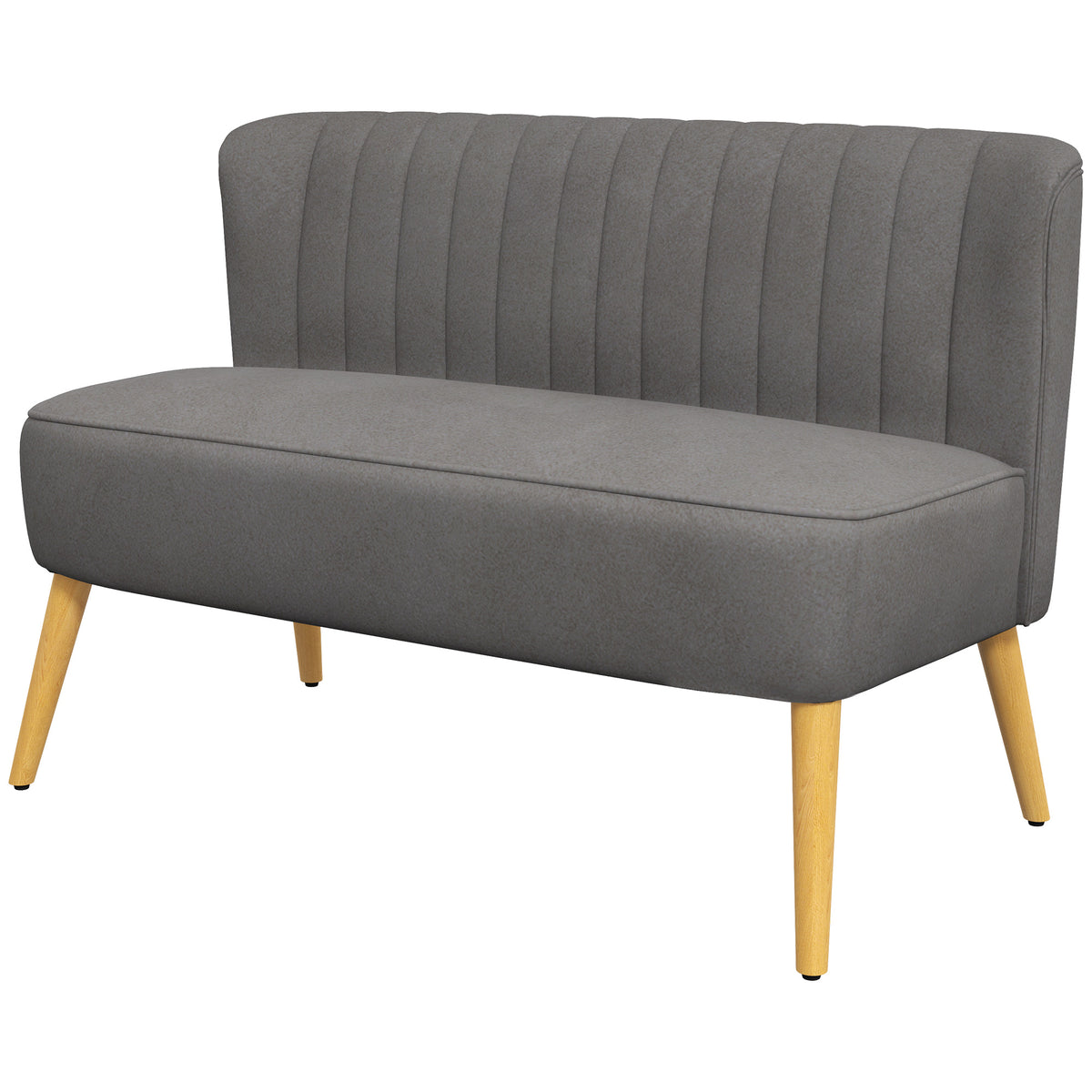 HOMCOM Sofa Retrodesign 2-Sitzer-Sofa, Holzbeine, 117 cm x 56,5 cm x 77 cm, Dunkelgrau
