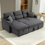 HOMCOM Verstellbares Bettsofa, L-förmiges Gästesofa mit Bettfunktion, Stauraum, Kissen, für Wohnzimmer – Produktabbildung 20