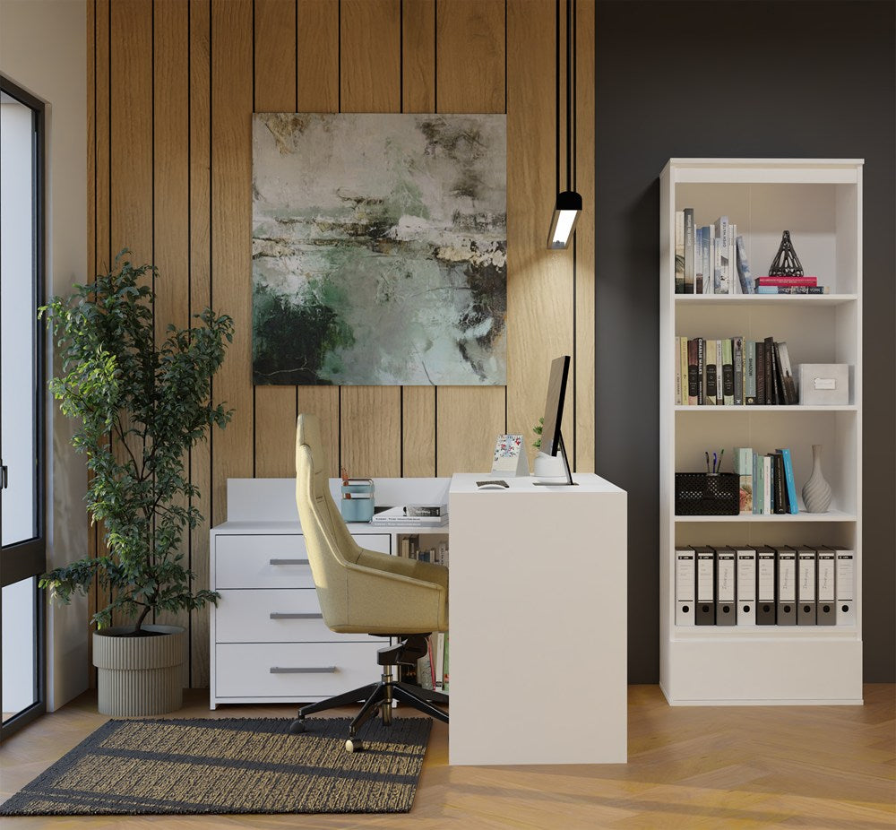 Büroregal PALERMO Schrank 1 Schublade 4 Ablagen für Zimmer Büro WEISS – Produktabbildung 2