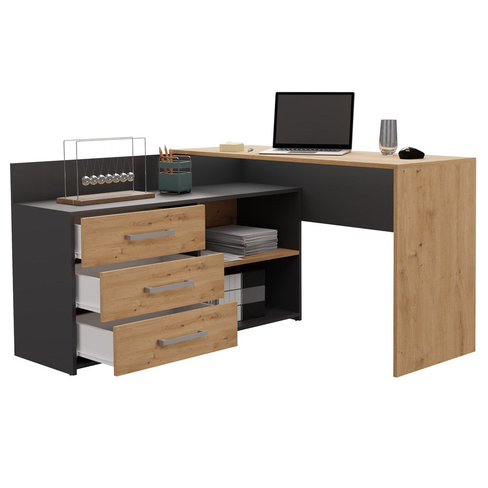 Schreibtisch DANY ANTHRAZIT EICHE ARTISAN – Produktabbildung 6