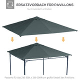Ersatzdach für Gartenpavillon, Polyester, 2,98 x 2,95 m, Dunkelgrau – Produktabbildung 7