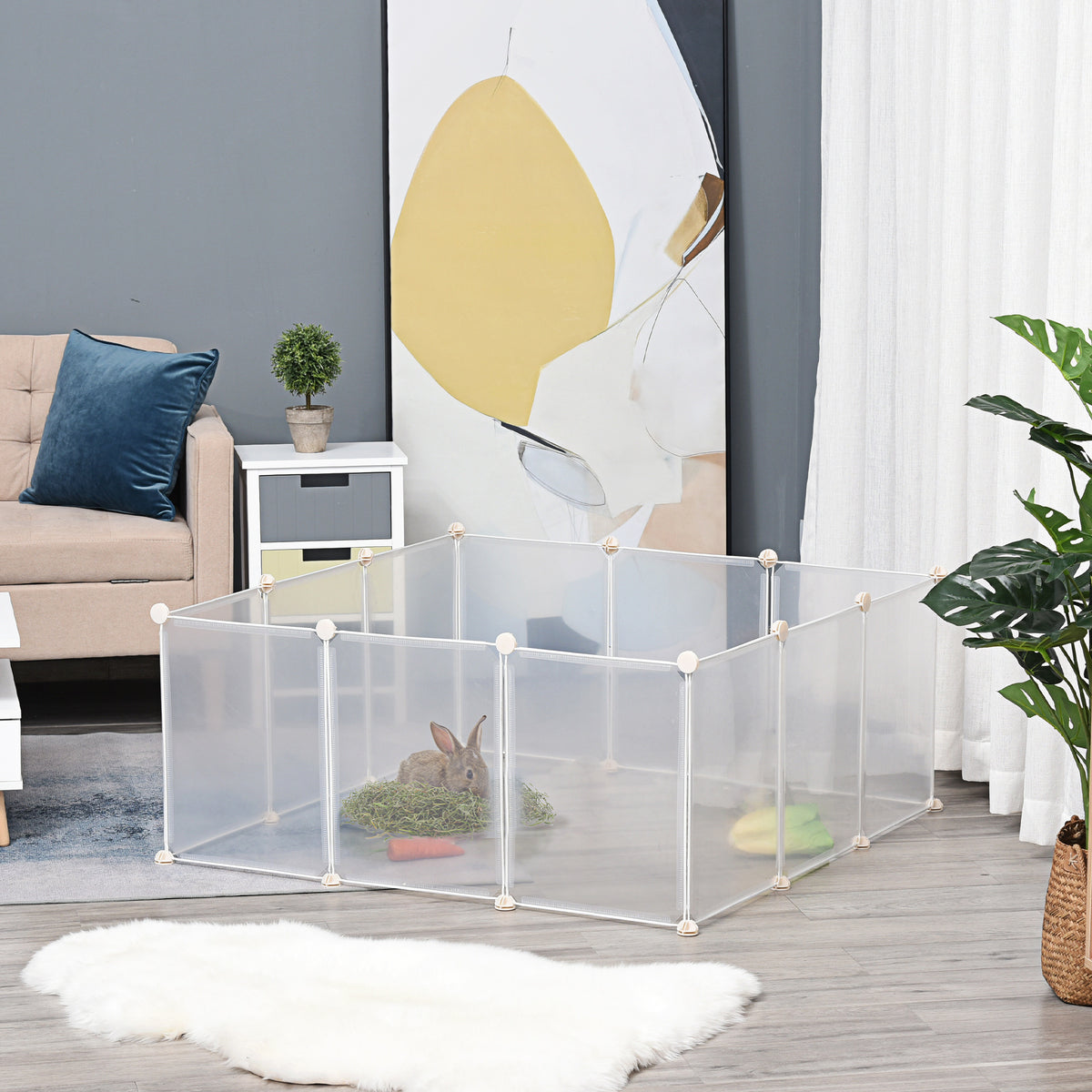 PawHut Freilaufgehege Laufgitter DIY Freigehege Gittergehege Absperrgitter Kleine Haustiere Laufstall – Produktabbildung 2