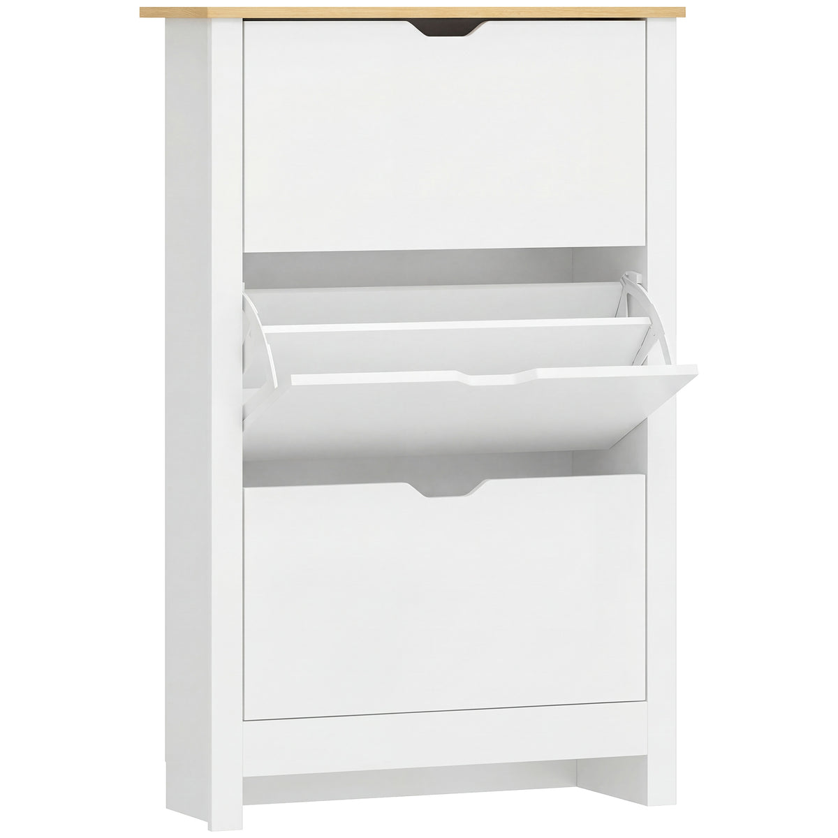 HOMCOM Schuhschrank Schruhregal Schuhaufbewahrung, 3 Fächer, 18 Paar Schuhe, 72 cm x 26 cm x 112 cm, Weiß +