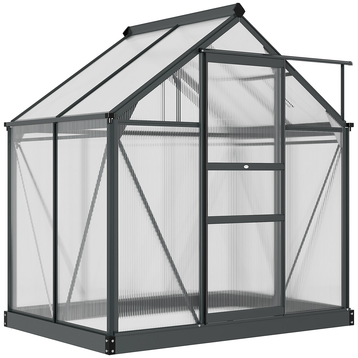 Outsunny Gewächshaus Treibhaus Frühbeet, Dachfenster, begehbar, verzinkter Sockel, wetterbeständig, 190 cm x