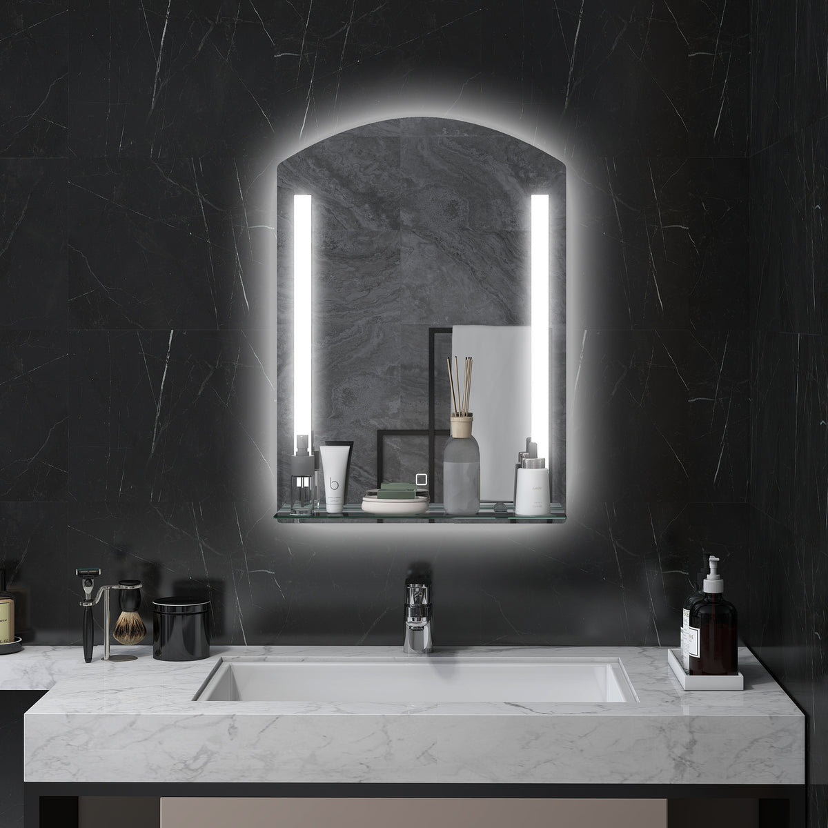 KleanKin Badezimmerspiegel mit LED-Beleuchtung, elegant und hochwertig, Glas, Aluminium, Kunststoff, 50L – Produktabbildung 2