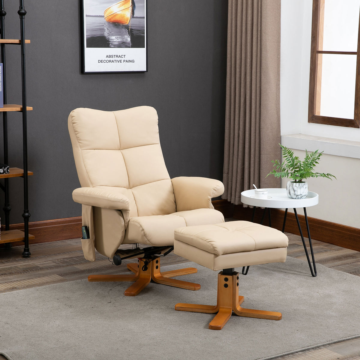 HOMCOM Relaxsessel Massagesessel mit Fußhocker Stauraum Liegefunktion Fernsehsessel mit Massagefunktion – Produktabbildung 2