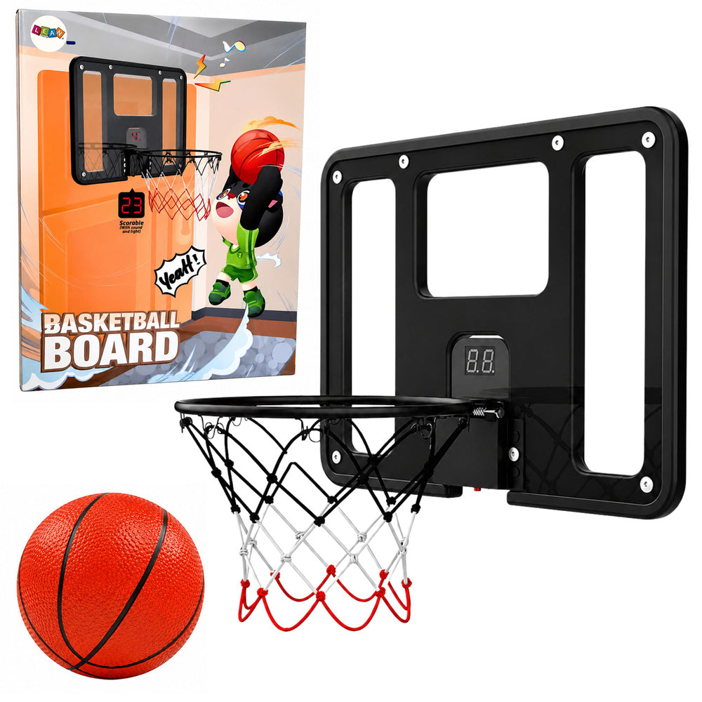 LEAN Toys Hängender Basketballkorb mit Rückwand, Punktezähler, Beleuchtung und Soundeffekten