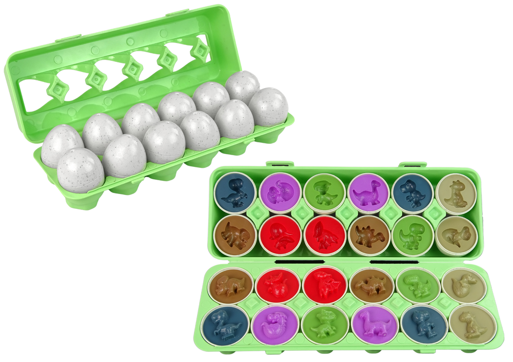 LEAN Toys Lern-Eiersortierer-Set, Dinosaurier-Puzzle, 12 Teile – Produktabbildung 2