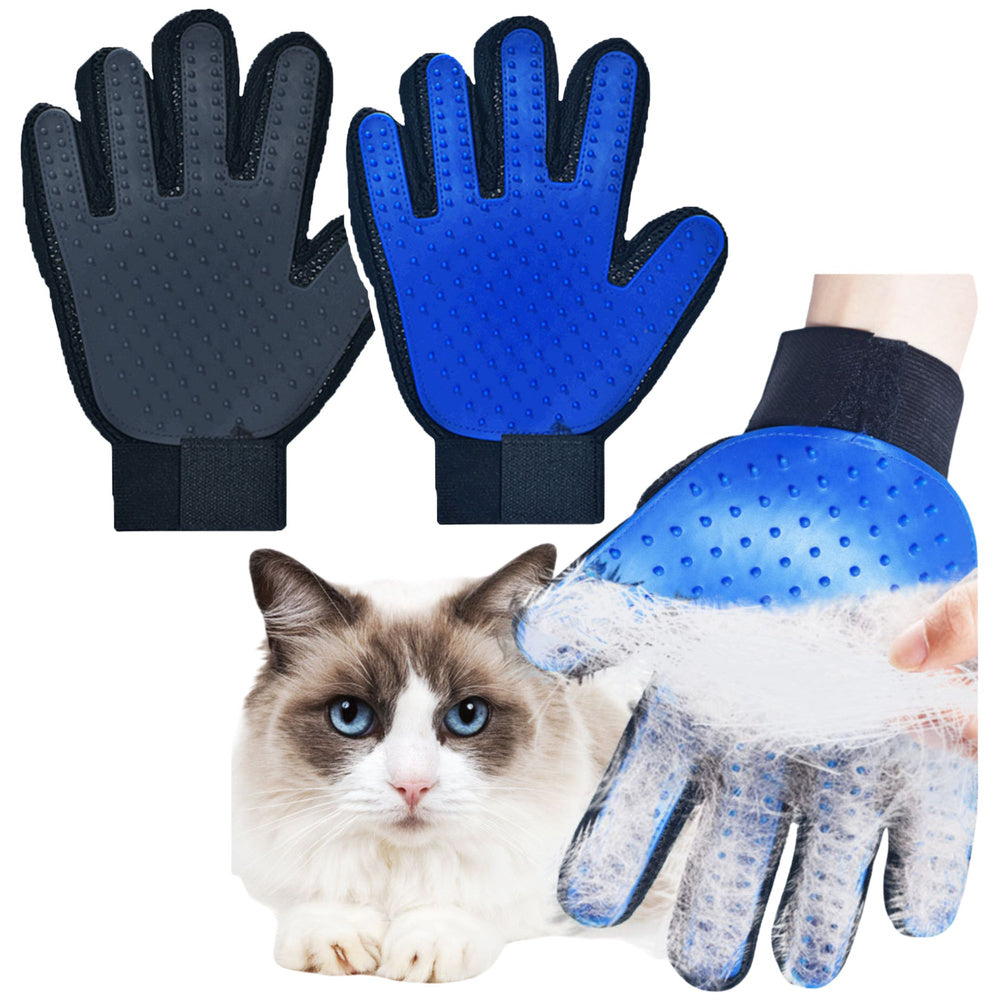 LEAN Haarbürstenhandschuh mit Silikonlaschen für Katzen und Hunde