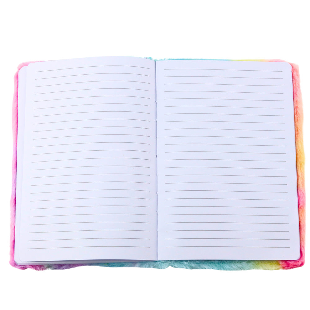 LEAN Mit Plüsch gefüttertes Notizbuch mit einem bunten 3D-Einhorn – Produktabbildung 2