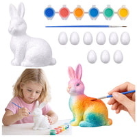 LEAN TOYS Osterset Styropor-Eier 9-tlg. Hasenfigur bemalt