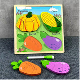LEAN TOYS Puzzlebrett 2in1 aus Holz, pädagogischer Gemüsemarker – Produktabbildung 3