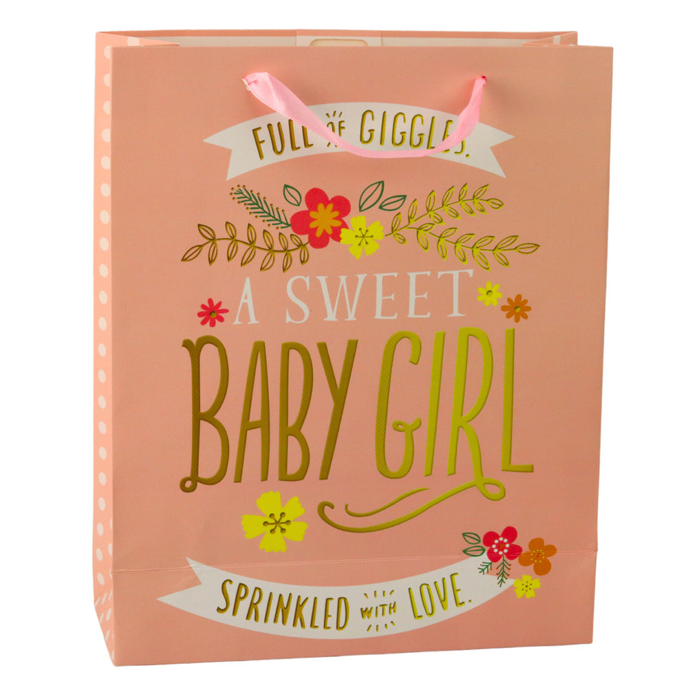 LEAN Babyparty-Geschenktüte zur Geburt für Mädchen, 32 x 26 x 12 cm