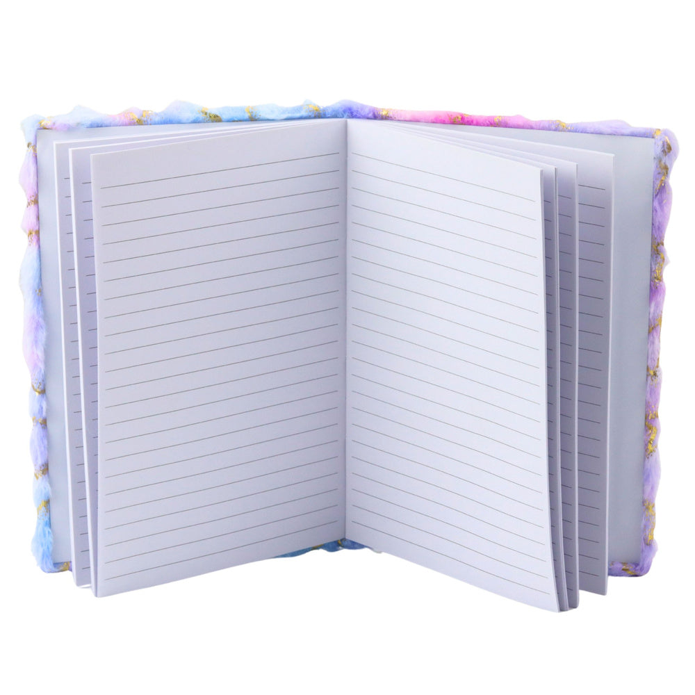 LEAN Plüsch Notizbuch Notizheft liniert Gold Sterne Pastell A5 80 Blatt – Produktabbildung 2