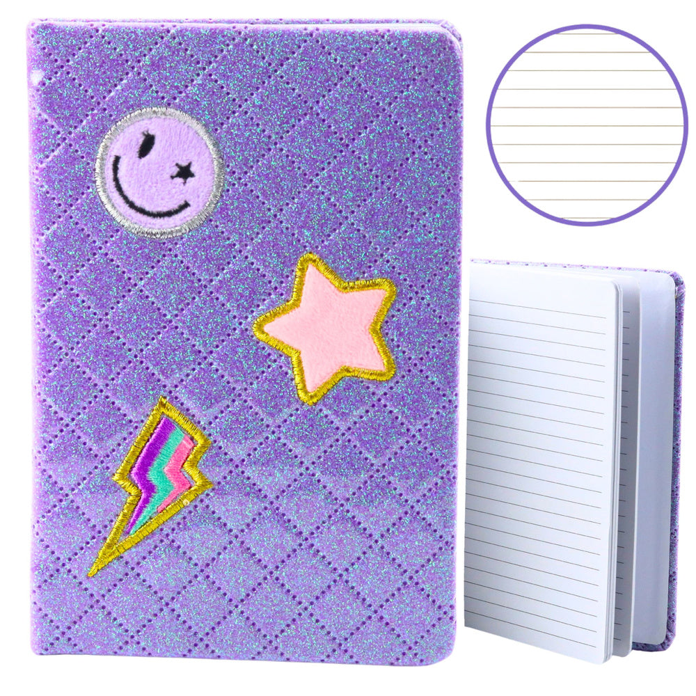 LEAN Liniertes Notizbuch Glitzer Patches Lila B6 80 Blatt