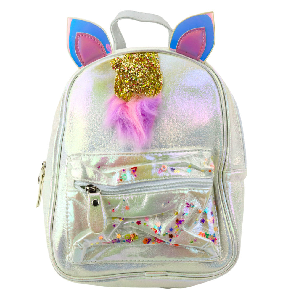 LEAN Kinderrucksack mit Einhornhorn, bewegliche Konfetti-Perle, 25 cm, 4,5 l