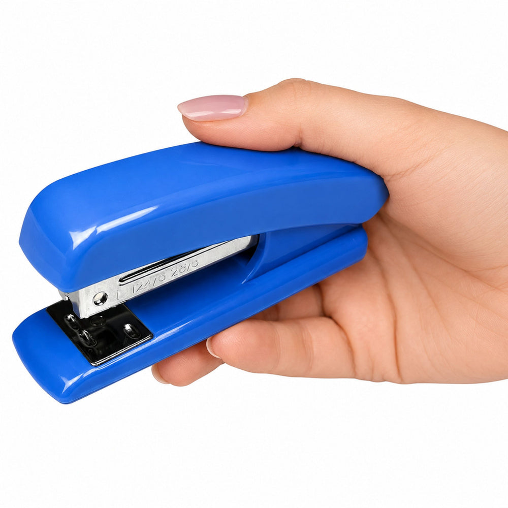 LEAN Metall-Bürohefter, bis zu 25 Blatt, 24/6/26/6 Klammern, blau – Produktabbildung 2