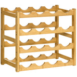HOMCOM Weinregal aus Bambus für 16 Weinflaschen, 4 Regale, 43 cm x 23,5 cm x 38 cm Natur