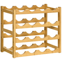HOMCOM Weinregal aus Bambus für 16 Weinflaschen, 4 Regale, 43 cm x 23,5 cm x 38 cm Natur