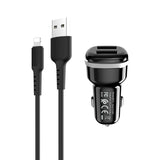 Borofone - Autoladegerät 2x USB Lightning Kabel in Packung, schwarz – Produktabbildung 2