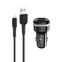 Borofone - Autoladegerät 2x USB Lightning Kabel in Packung, schwarz – Produktabbildung 2