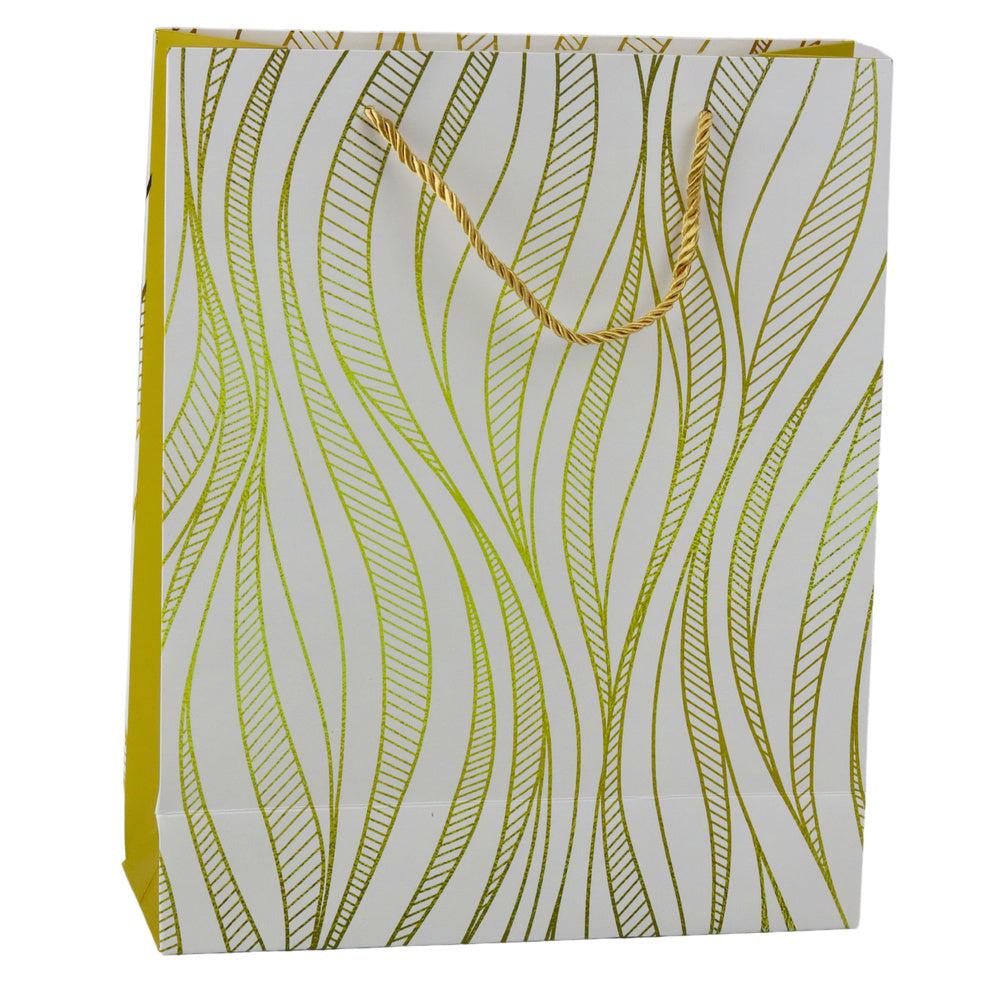 LEAN Papier-Geschenktüte Wellenlinien Gold 32 x 26 x 12 cm – Produktabbildung 2
