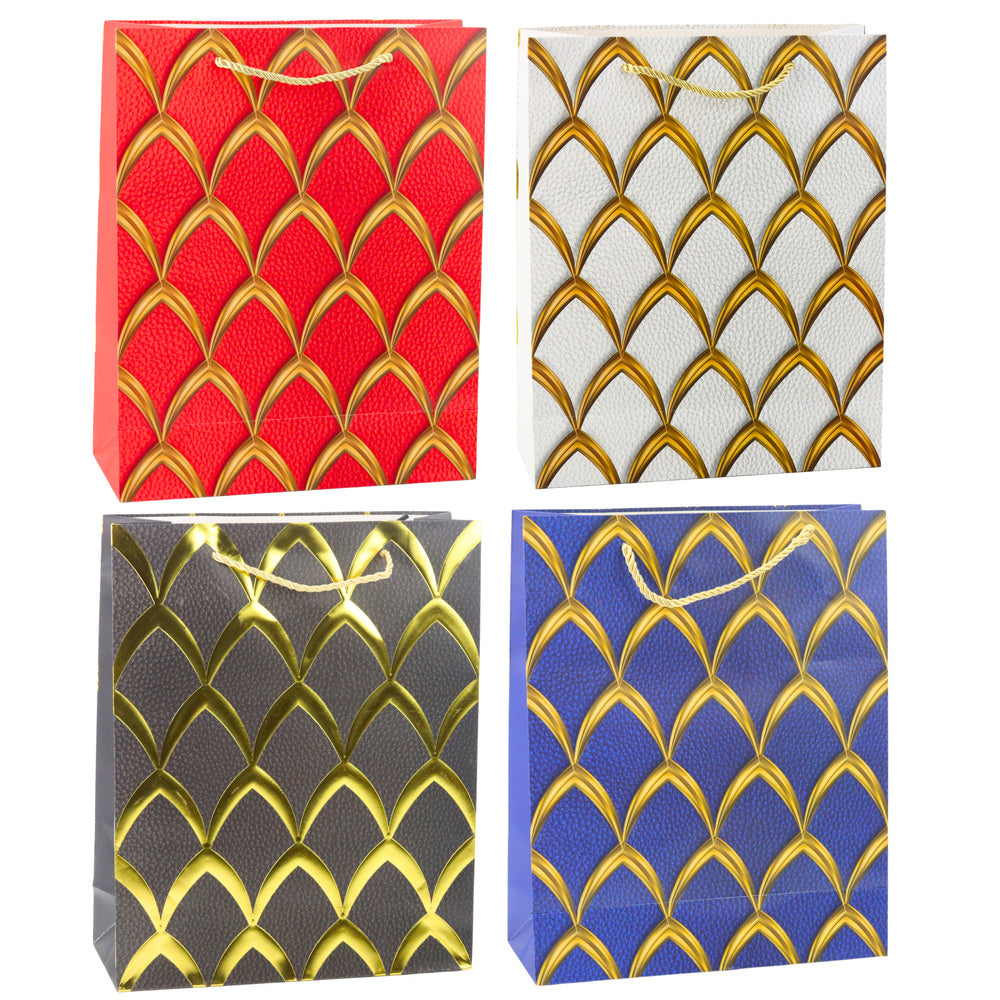 LEAN Elegante Geschenktüte mit Goldverzierungen, 32 x 26 x 12 cm
