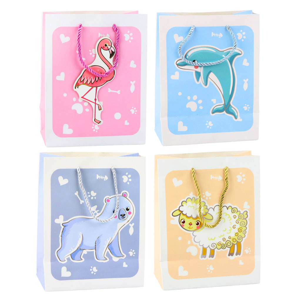 LEAN Geschenktüte 3D Tiere Pastell 23x 18 x 10cm