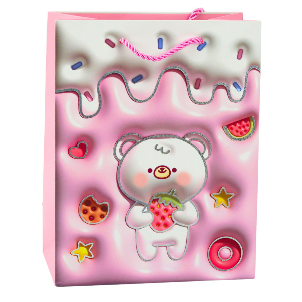 LEAN Teddybär-Geschenktüte aus Papier, Pastellfarben, 23 x 18 x 10,5 cm – Produktabbildung 2