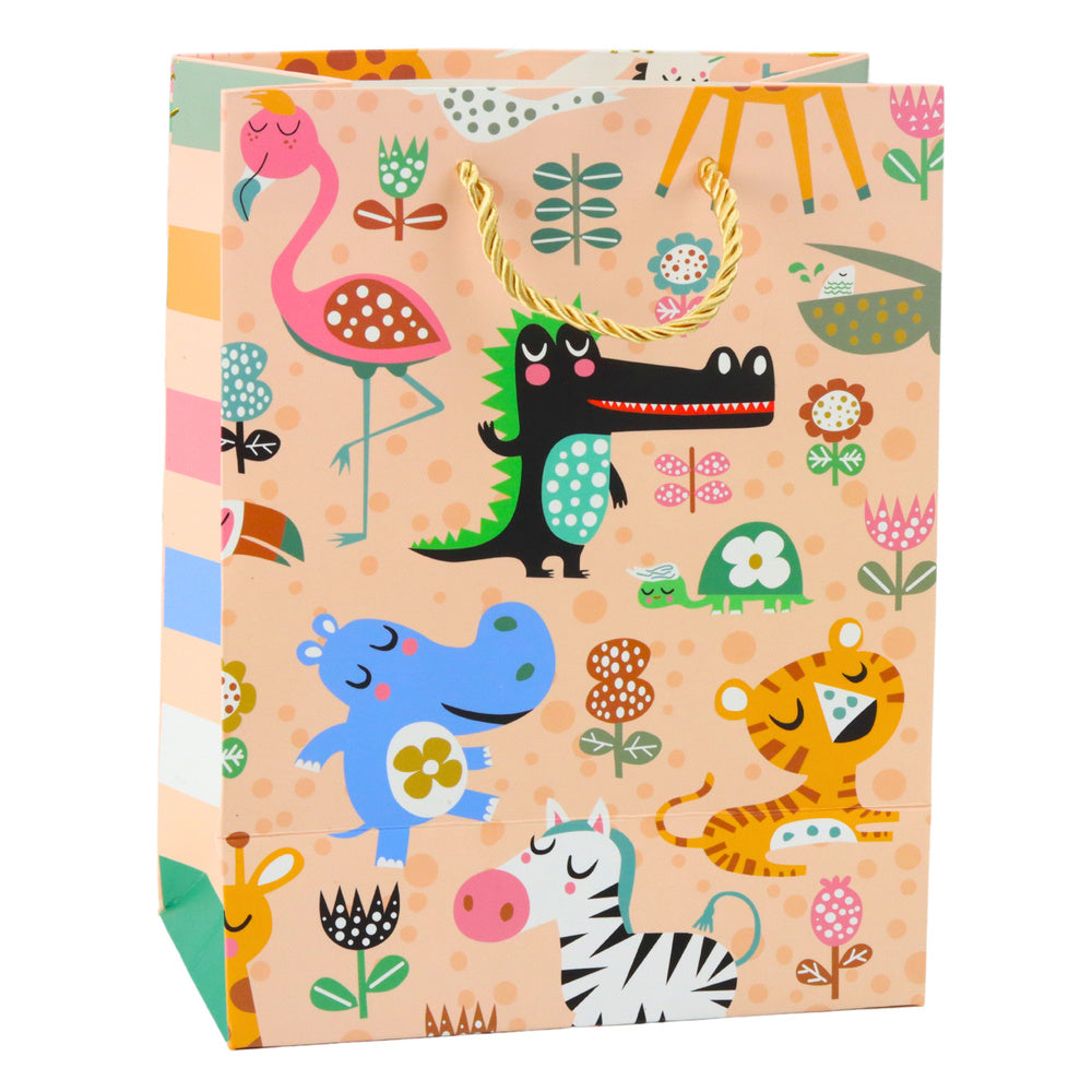 LEAN Geschenktüte aus Papier mit Safaritieren, 23 x 18 x 10,5 cm – Produktabbildung 2