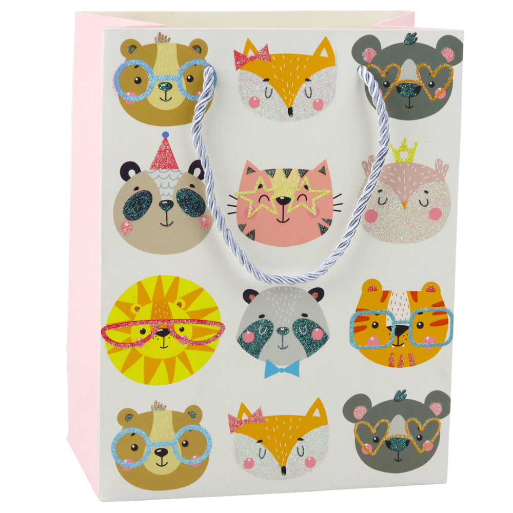 LEAN Geschenktüte aus Papier mit glitzernden Katzen, 23 x 18 x 10,5 cm – Produktabbildung 2