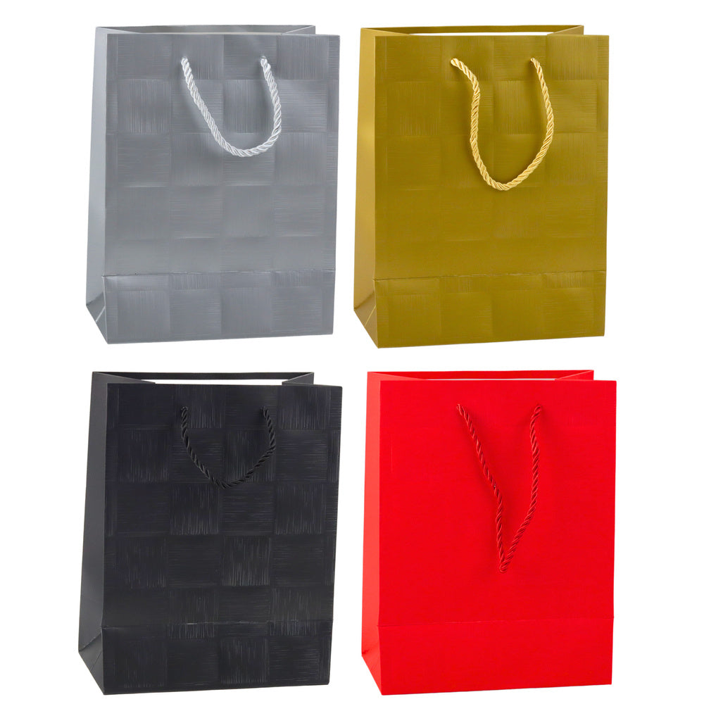 LEAN Geschenktüte Strukturierte Quadrate Elegant 23 x 18 x 10 cm