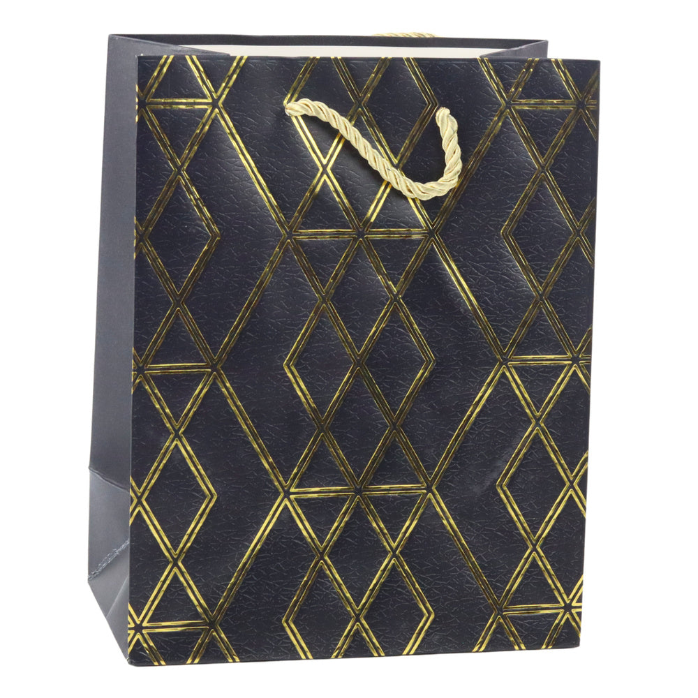 LEAN Elegante Geschenktüte aus Papier mit goldenen Mustern, 23 x 18 x 10,5 cm – Produktabbildung 2