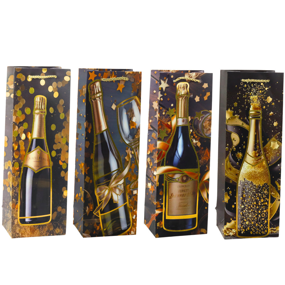 LEAN Geschenktüte für Wein, Papierflasche, Champagner, 35 x 12 x 9 cm