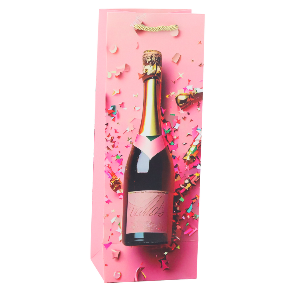 LEAN Papier-Geschenktüte für eine Champagnerflasche, Pastellfarben, 35 x 12 x 9 cm – Produktabbildung 2