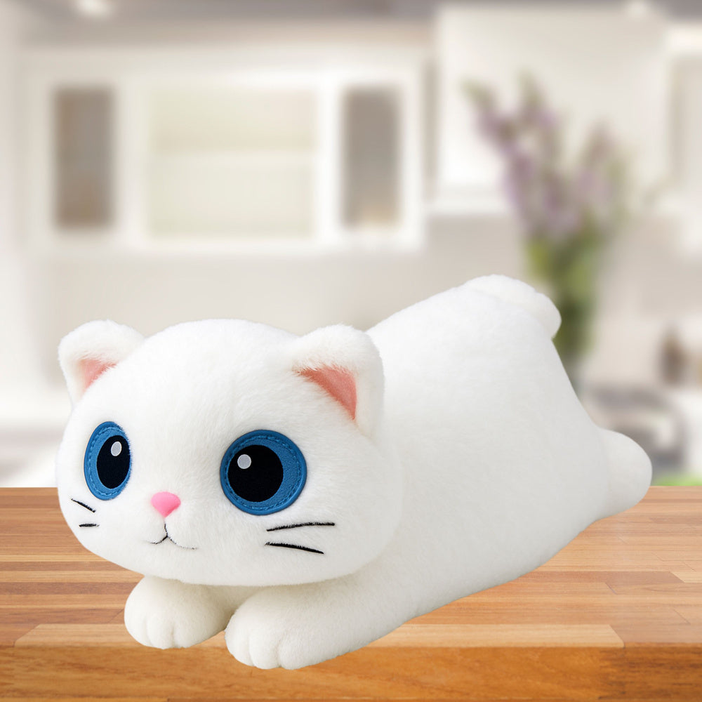LEAN Toys Plüsch Maskottchen Kuscheltier Katze Große Augen Weiß 45cm – Produktabbildung 2